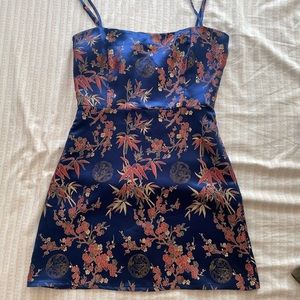 Blue jacquard dress